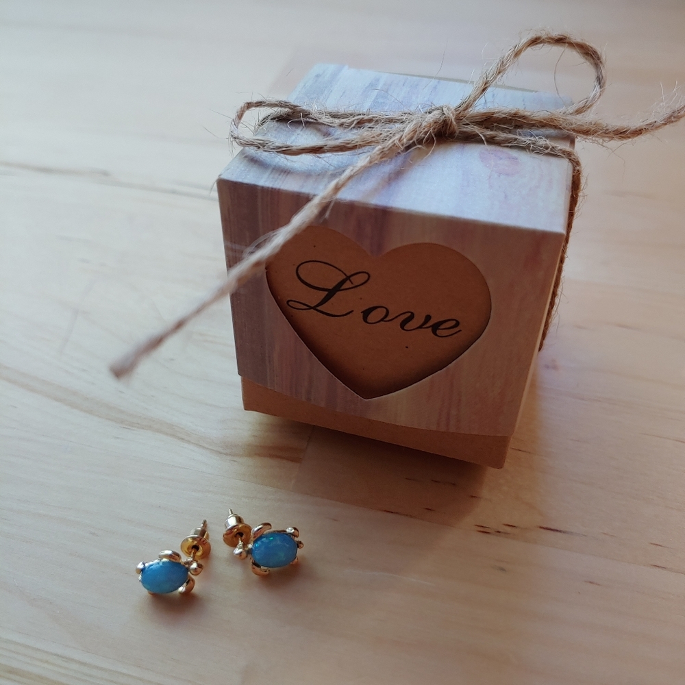 ๐5/$25๐ Fire turquoise sea turtle simulated opal earrings - Picture 5 of 5